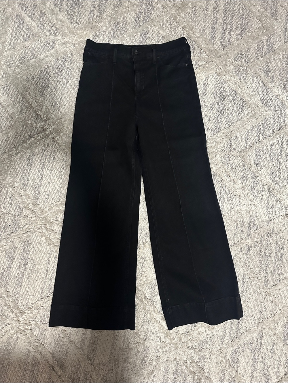 J. Crew Black Wide-Leg Seam-Front Jeans